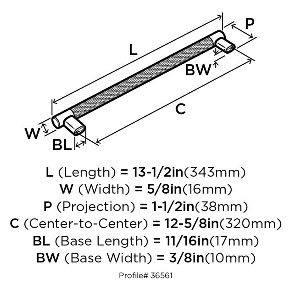 320mm Esquire T-Bar Pull, Polished Nickel/Stainless Steel