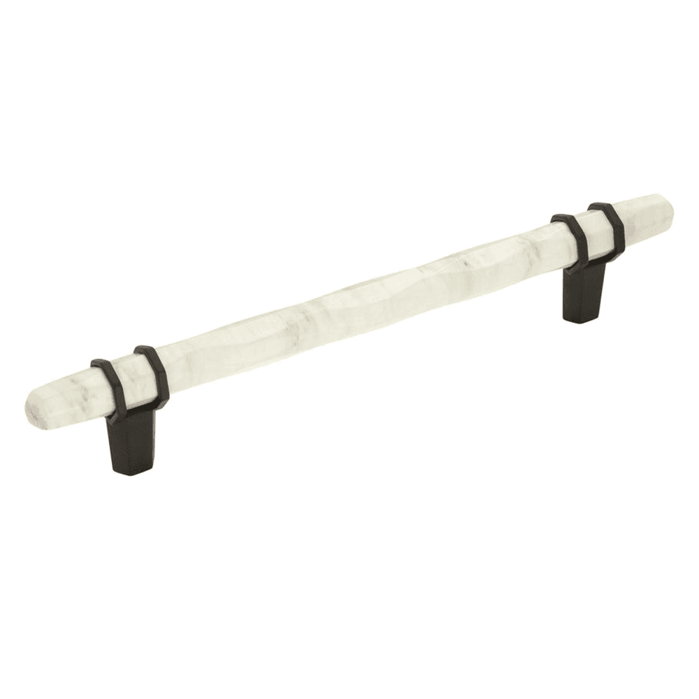 3-3/4" Carrione Bar Pull, Marble White/Black Bronze