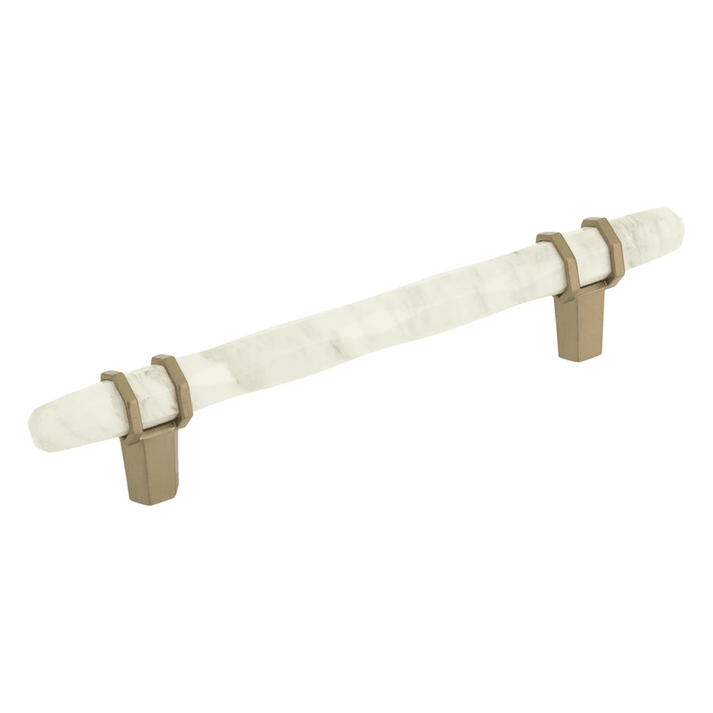 3-3/4" Carrione Bar Pull, Marble White/Golden Champagne