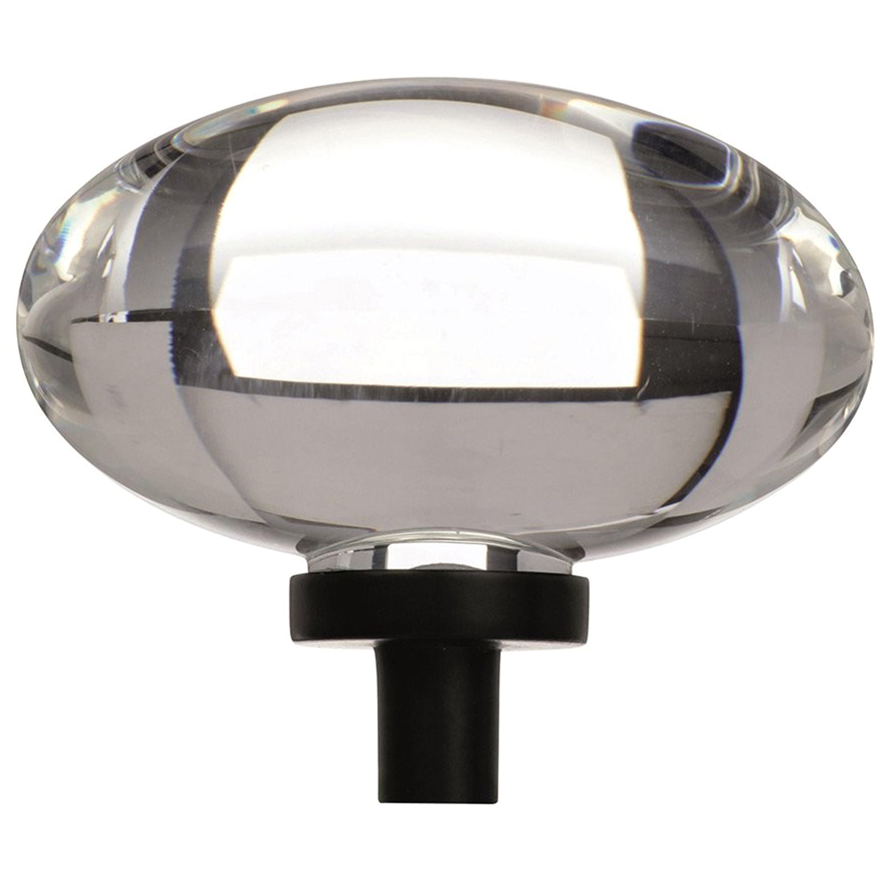 1-3/4" Glacio Crystal Knob, Clear/Black Bronze