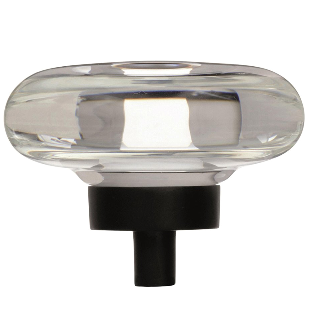 1-3/4" Glacio 1" W Crystal Knob, Clear/Black Bronze