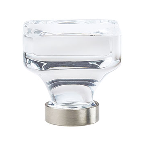 1-3/8" Glacio Crystal Knob, Clear/Satin Nickel