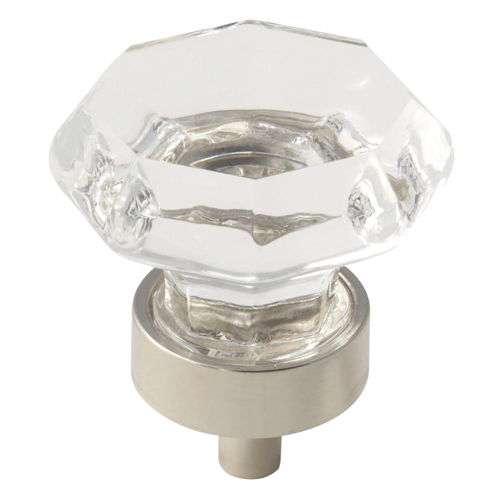 1-5/16" Traditional Classics Crystal Knob, Clear/Polished Nickel
