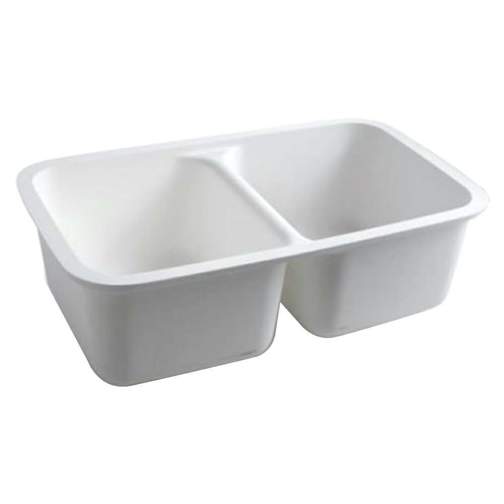 Undermount Double Equal Bowl Vanity Sink, White
