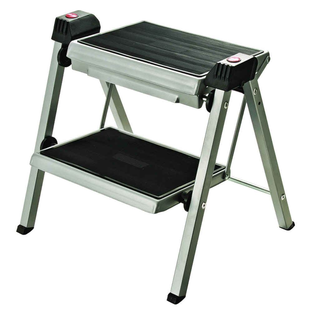 Stepfix Folding Step Stool, Silver/Black