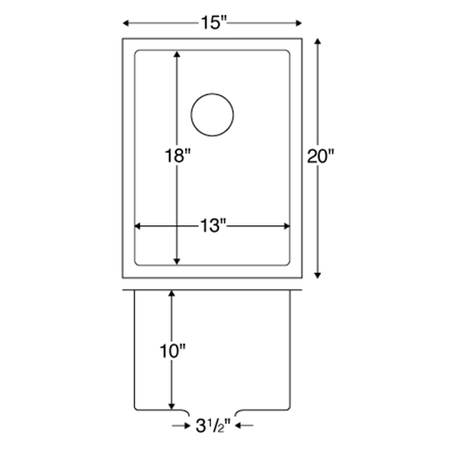 EL-71 Stainless Steel Under Mount 16G Single Bowl Bar/Prep Sink, 15" x 20" x 10"