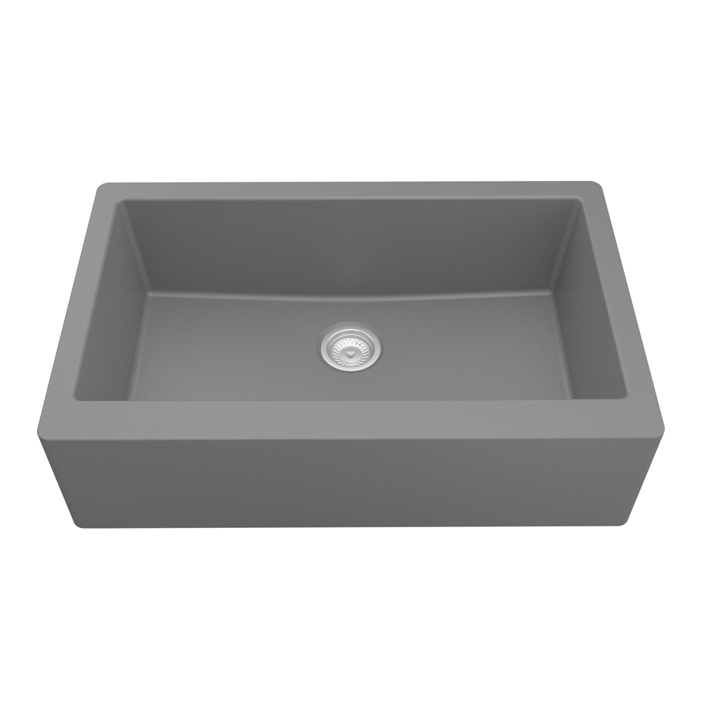 QA-740 Quartz Undermount Extra Large Single Bowl Kitchen Sink, 34" x 21-1/4" x 9", Gray