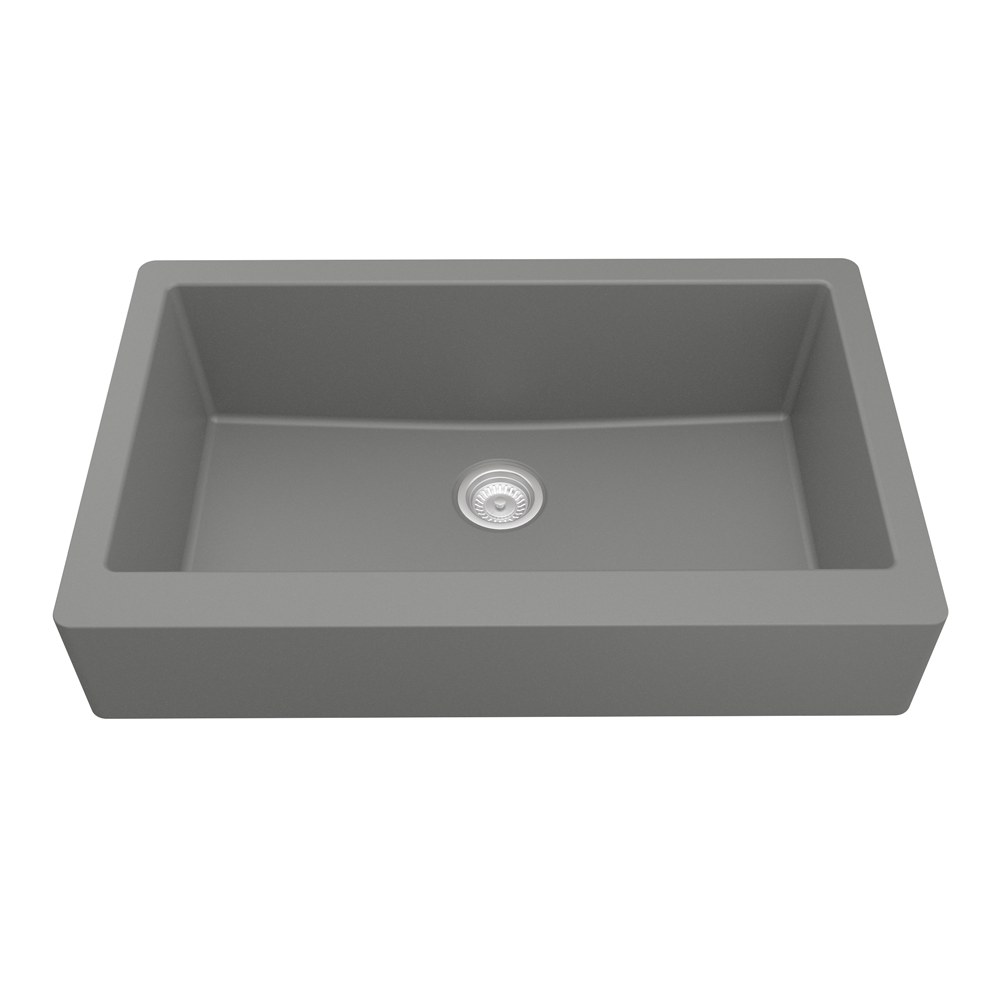 QAR-740 Quartz Undermount Extra Large Single Bowl Kitchen Sink, 34" x 21-1/4" x 9", Gray