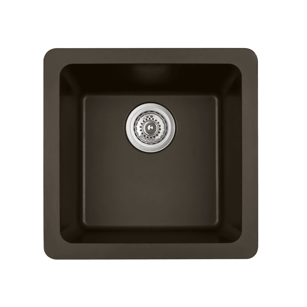 QAR-690 Quartz Undermount Single Bowl Bar/Prep Sink, 16-5/8" x 16-5/8" x 8-1/4", Brown