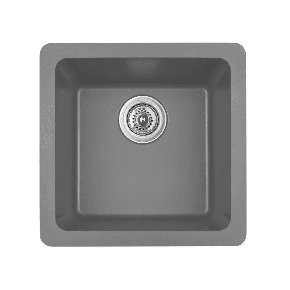 QAR-690 Quartz Undermount Single Bowl Bar/Prep Sink, 16-5/8" x 16-5/8" x 8-1/4", Gray
