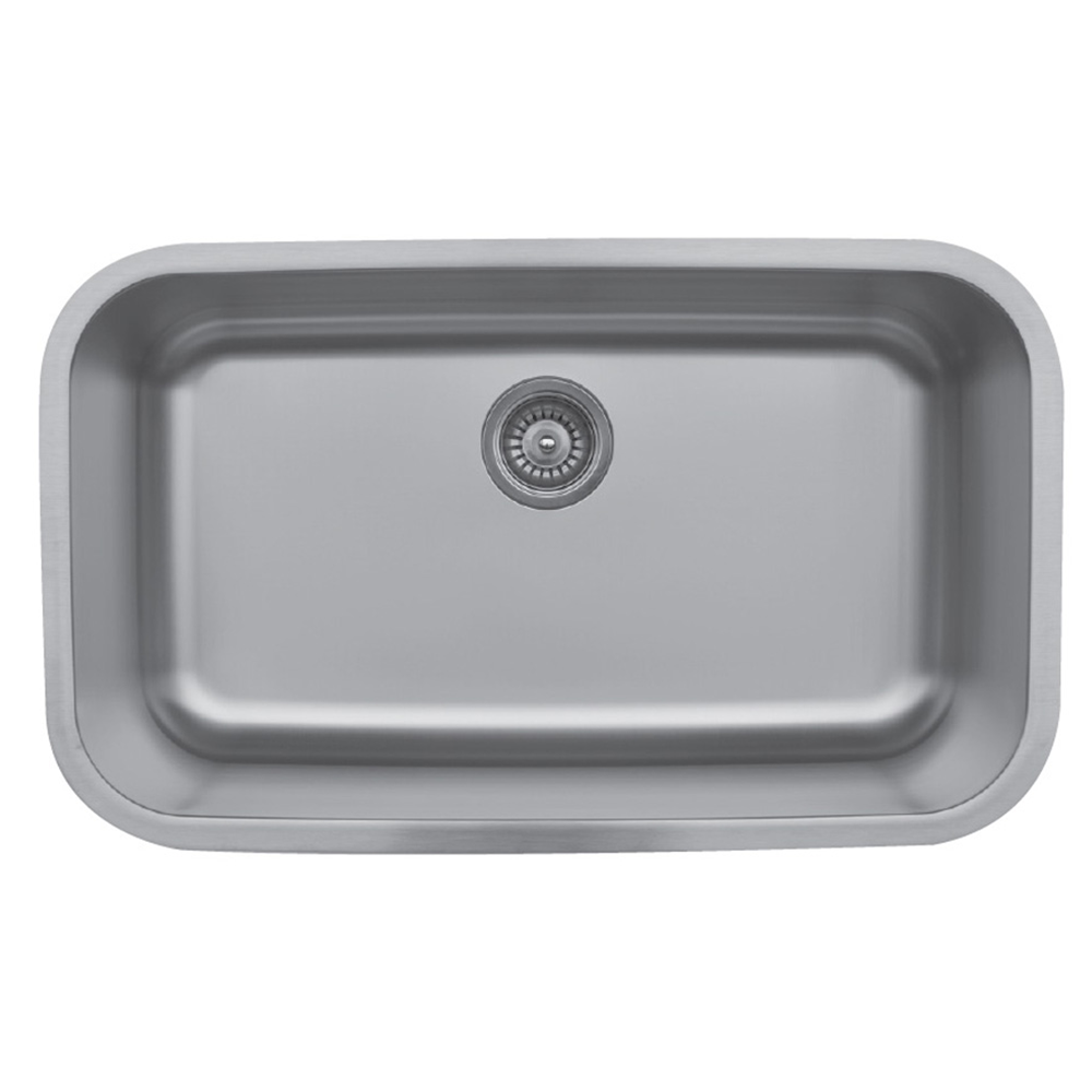 U-3018 Stainless Steel Under Mount 18G Single Bowl Kitchen Sink, 30-1/2" x 18-3/8" x 9-3/4"