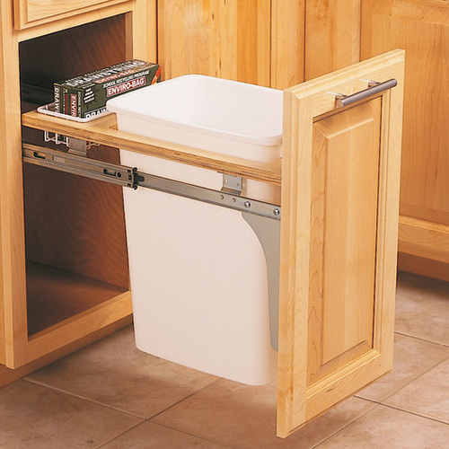 Single 35 QT Top-Mount Waste Container Pullout, White