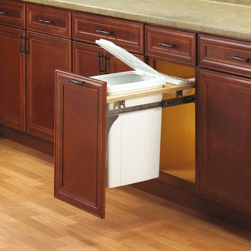Single 35 QT Top-Mount Waste Container Pullout for 1-1/2" Face Frame, White