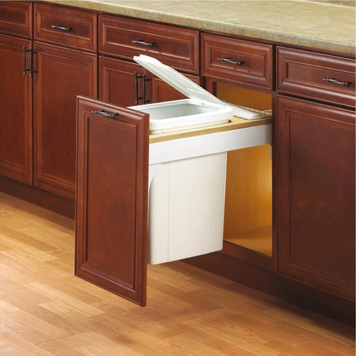Single 50 QT Top-Mount Waste Container Pullout for 1-1/2" - 1-3/4" Face Frame, White