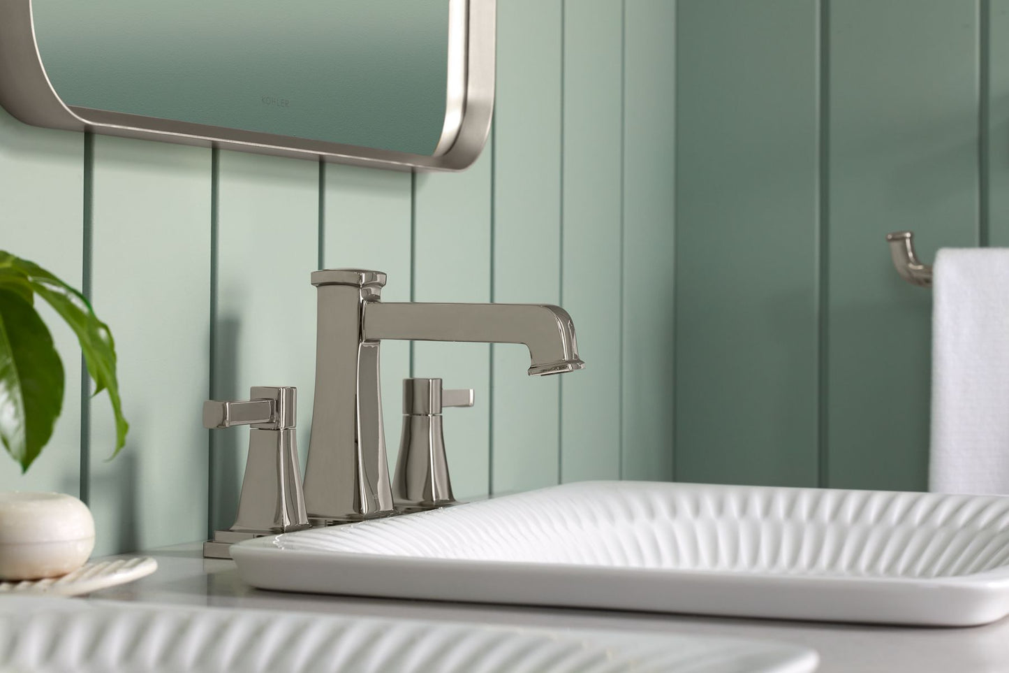 Kohler K-27398-4-BL Riff Centerset Bathroom Sink Faucet, 1.2 gpm