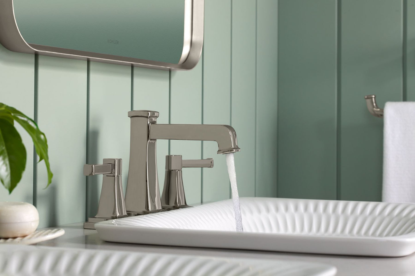 Kohler K-27398-4-BL Riff Centerset Bathroom Sink Faucet, 1.2 gpm