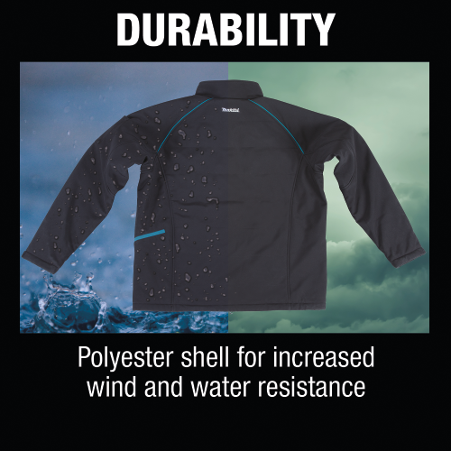 Makita DCJ205ZL 18V LXT Lithium‑Ion Cordless Heated Jacket, Jacket Only (Black, L)