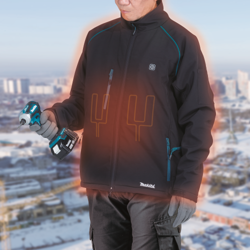 Makita DCJ205ZL 18V LXT Lithium‑Ion Cordless Heated Jacket, Jacket Only (Black, L)
