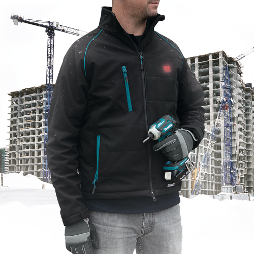 Makita DCJ205ZL 18V LXT Lithium‑Ion Cordless Heated Jacket, Jacket Only (Black, L)