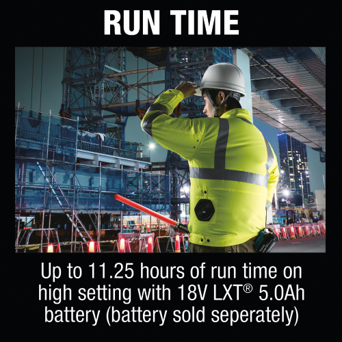 Makita DFJ214Z2XL 18V LXT Lithium‑Ion Cordless High Visibility Fan Jacket, Jacket Only (2XL)