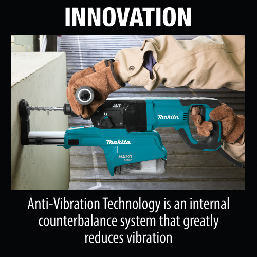 Makita HR2661 1 in. SDS‑PLUS AVT Rotary Hammer, w/ HEPA Dust Extractor (D‑handle)