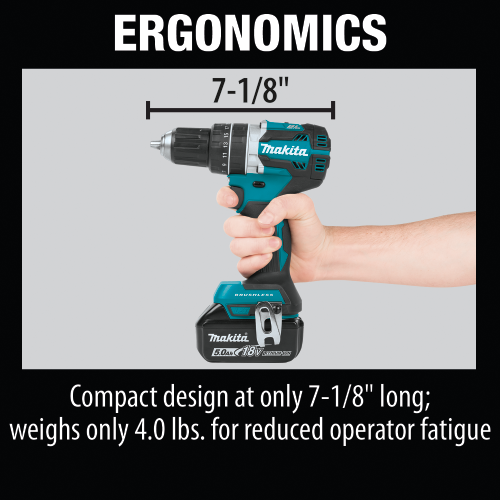 Makita XPH12T 18 V LXT Lithium‑Ion Compact Brushless Cordless 1/2 in. Hammer Driver‑Drill Kit (5.0Ah)