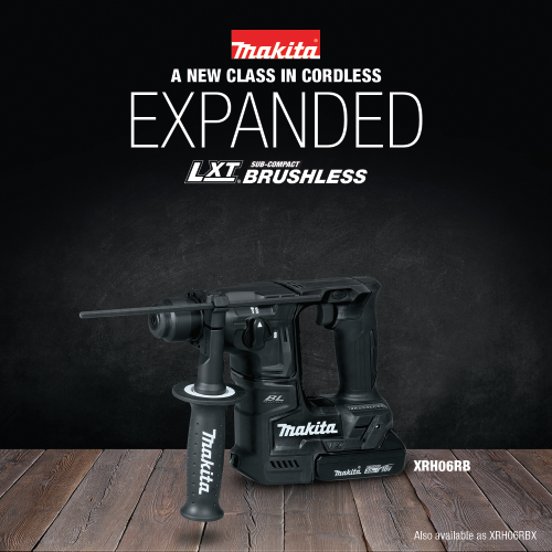 Makita XRH06RB 18 V LXT Lithium‑Ion Sub‑Compact Brushless Cordless 11/16 in. SDS‑PLUS Rotary Hammer Kit (2.0Ah)