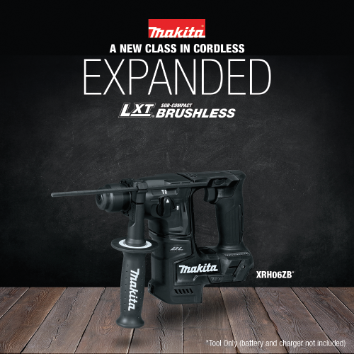 Makita XRH06ZB 18 V LXT Lithium‑Ion Sub‑Compact Brushless Cordless 11/16 in. SDS‑PLUS Rotary Hammer, Tool Only