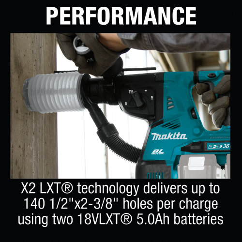 Makita XRH08Z 36 V (18 V X2) LXT Brushless 1‑1/8 in. SDS‑PLUS AVT Rotary Hammer, Tool Only