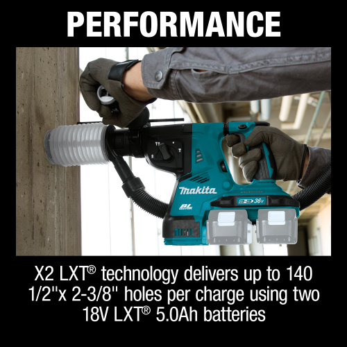 Makita XRH08Z 36 V (18 V X2) LXT Brushless 1‑1/8 in. SDS‑PLUS AVT Rotary Hammer, Tool Only