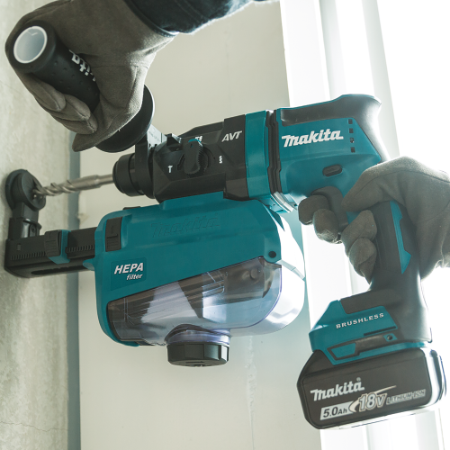 Makita XRH12TW 18 V LXT Lithium‑Ion Brushless Cordless 11/16 in. SDS‑PLUS AVT Rotary Hammer Kit, w/ HEPA Dust Extractor, AWS Capable (5.0Ah)