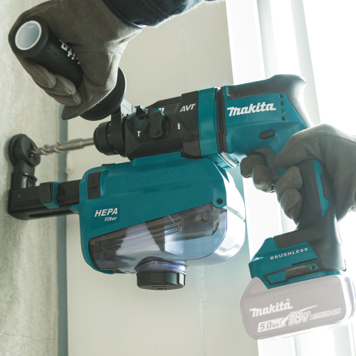 Makita XRH12ZW 18 V LXT Lithium‑Ion Brushless Cordless 11/16 in. SDS‑PLUS AVT Rotary Hammer, w/ HEPA Dust Extractor, AWS Capable, Tool Only