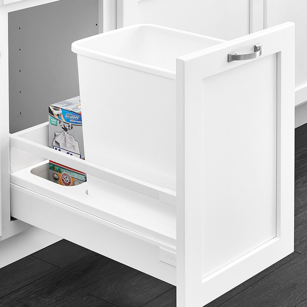 Double 50 QT Bottom-Mount Waste Container Pullout with Blum Servo-Drive, White