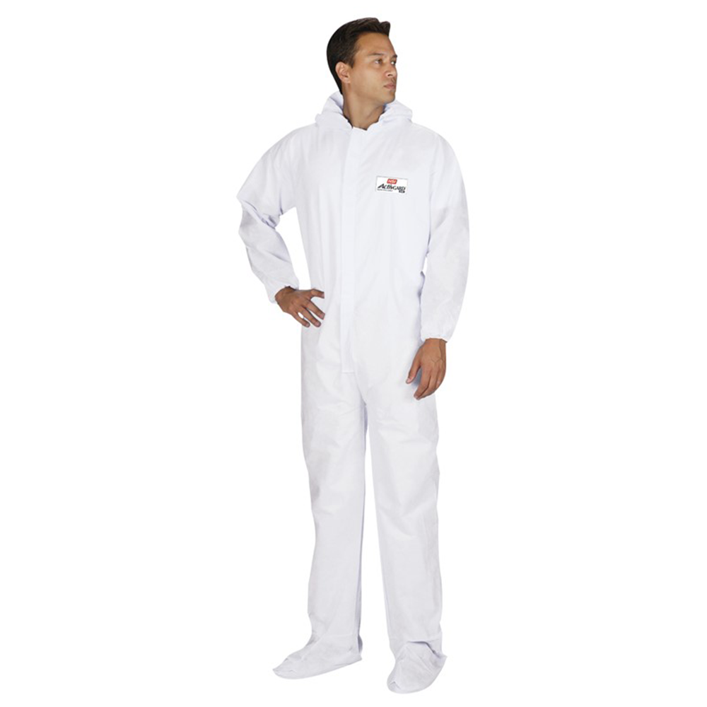 ActivGARD® Polypropylene Disposable Coverall Elastic with Wrist/Ankles/Collar/Hood, Large, White