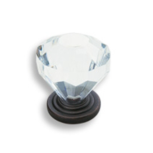 1-1/4" Traditional Classics Crystal Knob, Clear/Oil-Rubbed Bronze