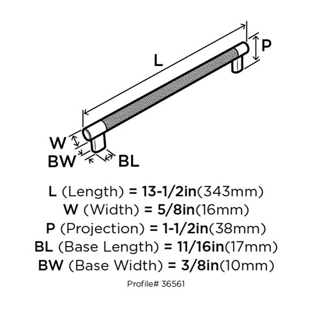 320mm Esquire T-Bar Pull, Polished Nickel/Gunmetal