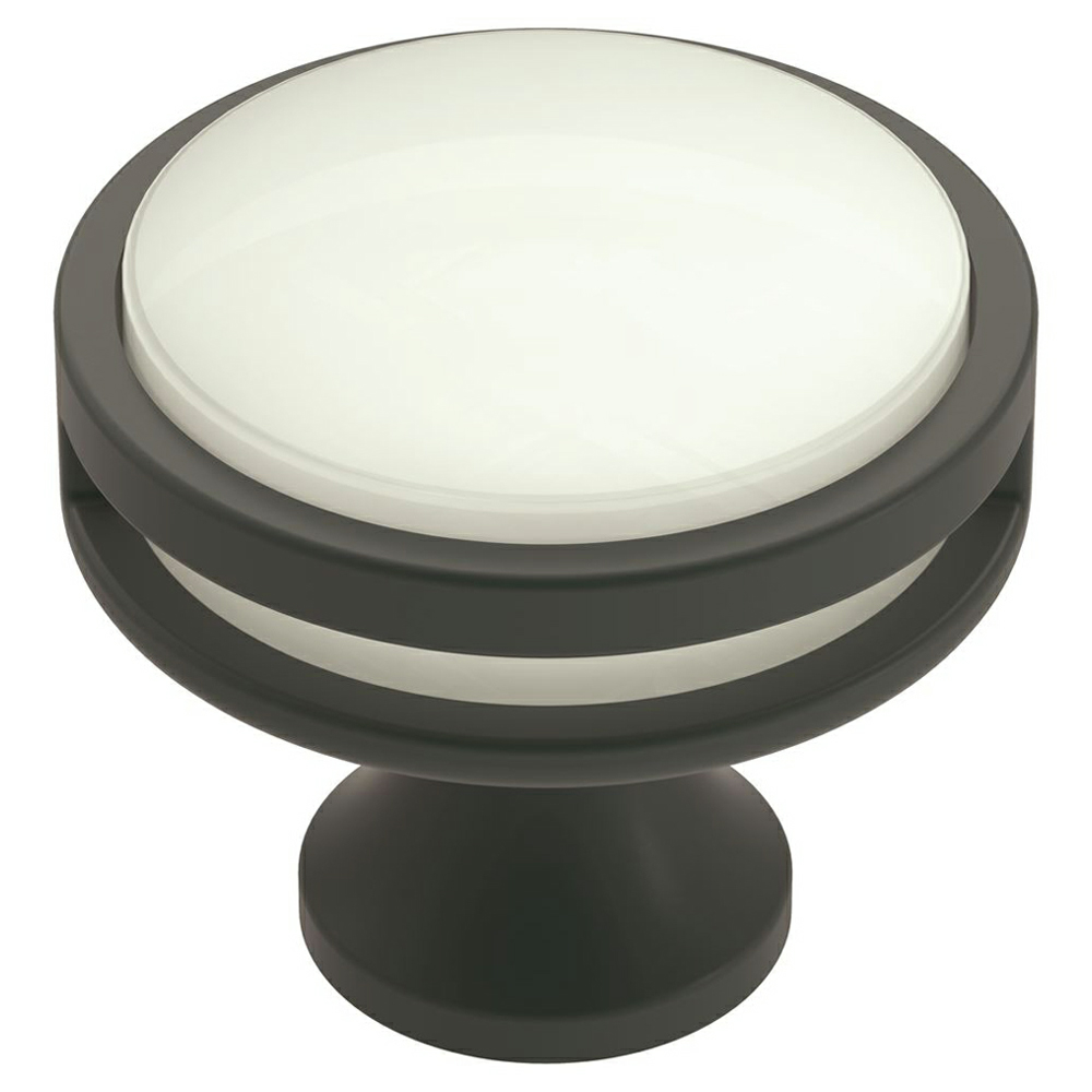 1-3/8" Oberon Acrylic Knob, Matte Black/Frosted Finish