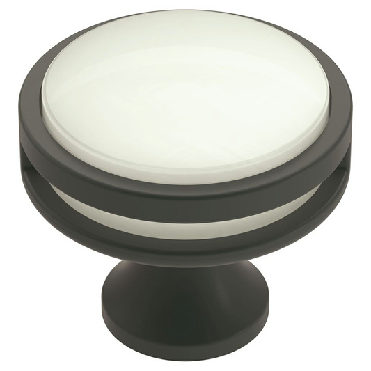 1-3/8" Oberon Acrylic Knob, Matte Black/Frosted Finish