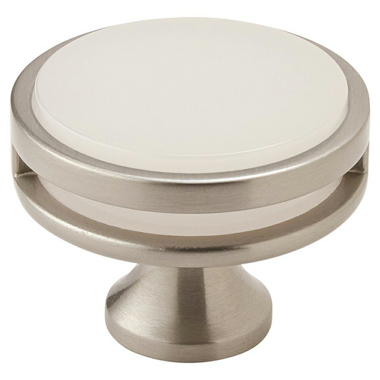 1-3/4" Oberon Acrylic Knob, Satin Nickel/Frosted Finish