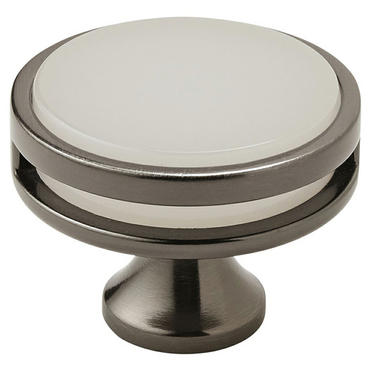 1-3/4" Oberon Acrylic Knob, Gunmetal/Frosted Finish
