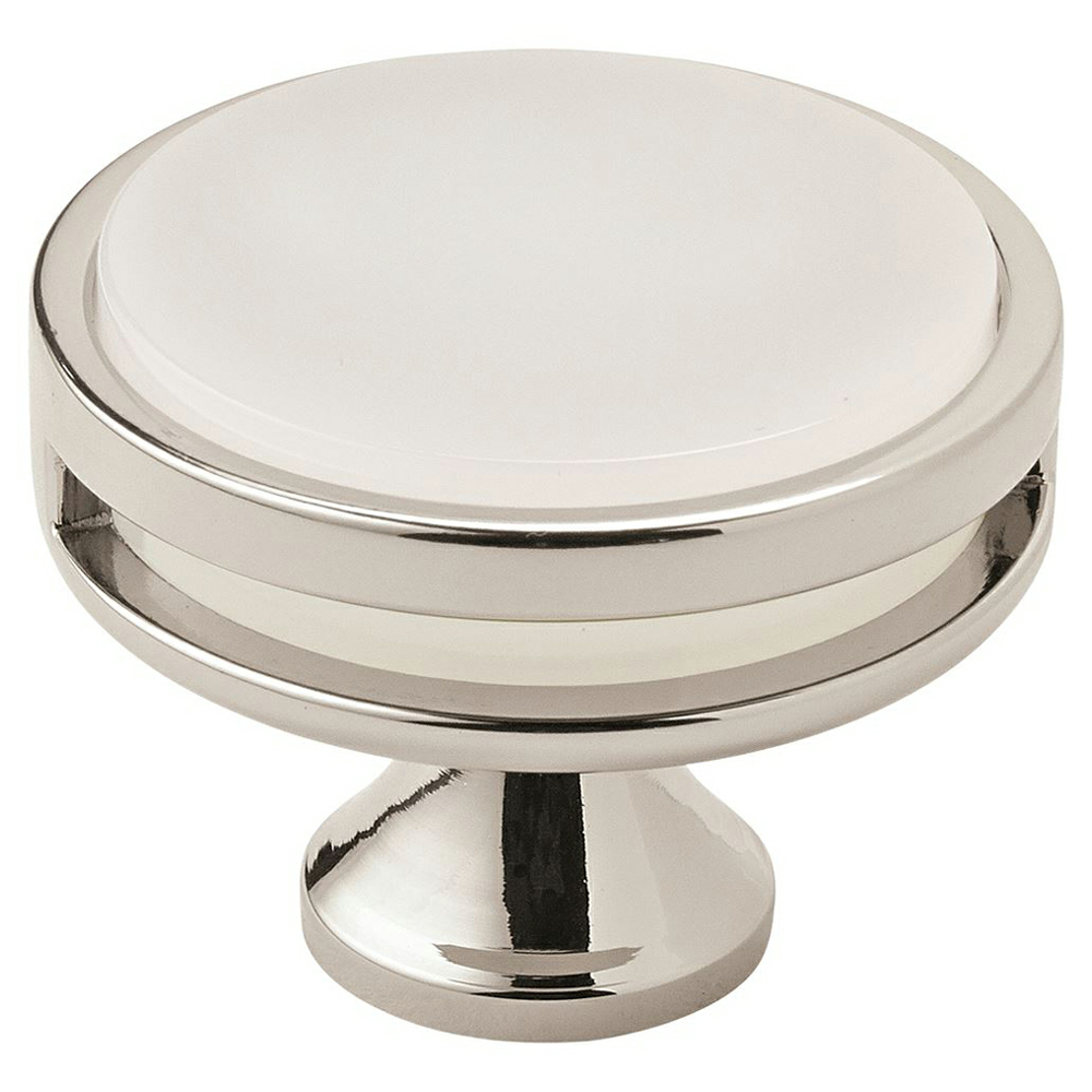 1-3/4" Oberon Acrylic Knob, Polished Nickel/Frosted Finish