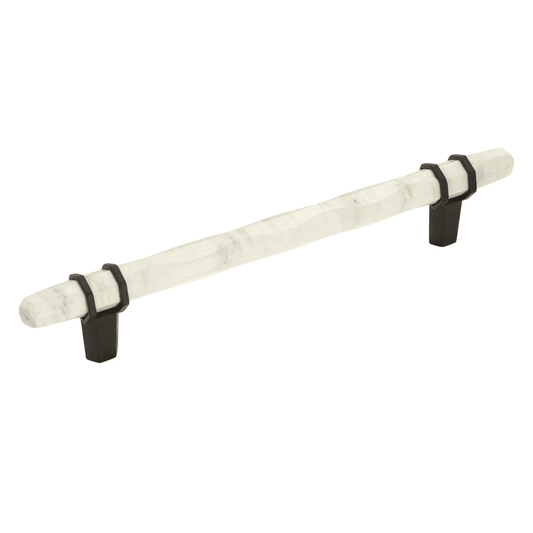 3-3/4" Carrione Bar Pull, Marble White/Black Bronze