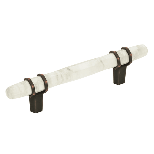 3-3/4" Carrione Bar Pull, Marble White/Oil-Rubbed Bronze
