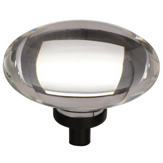 1-3/4" Glacio Oval Knob, Crystal/Black Bronze