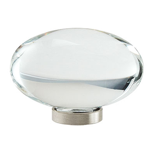 1-3/4" Glacio Oval Knob, Crystal/Black Bronze