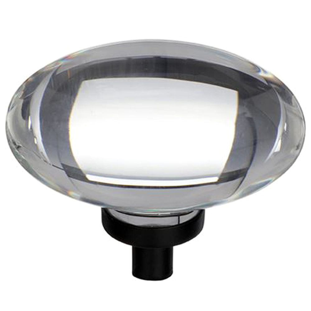1-3/4" Glacio Crystal Knob, Clear/Black Bronze
