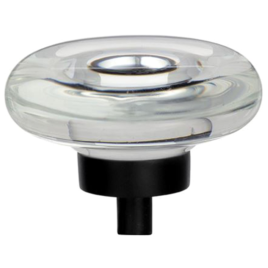 1-3/4" Glacio 1" W Crystal Knob, Clear/Black Bronze