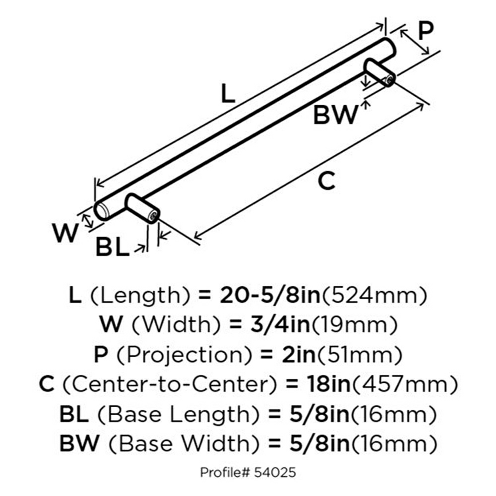 18" Bar Pulls Appliance Pull, Golden Champagne