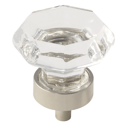 1-5/16" Traditional Classics Crystal Knob, Clear/Polished Nickel