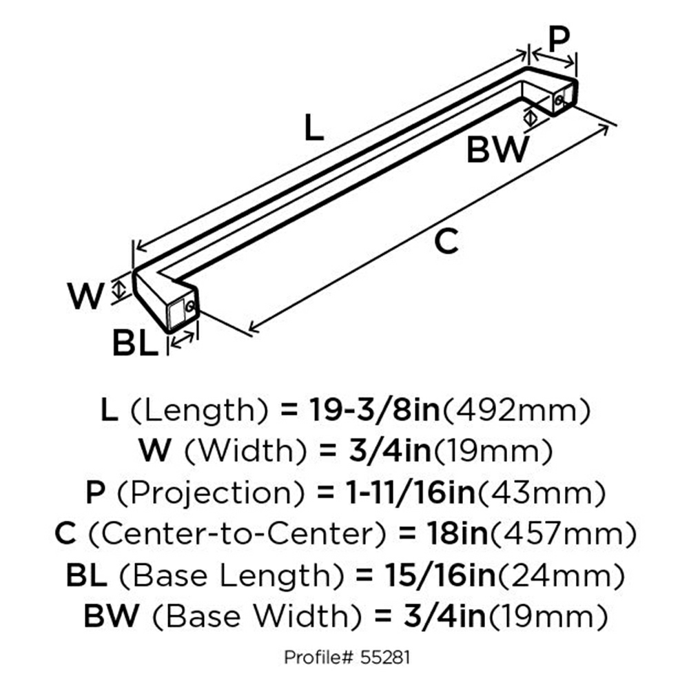 18" Blackrock Appliance Pull, Satin Nickel